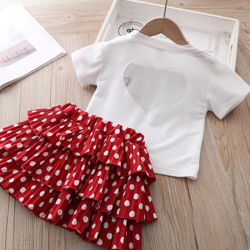 2-piece Heart-shaped Pattern Dress Set for Toddler Girl