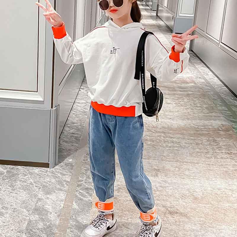 2-piece Solid Hoodie & Pants for Girl