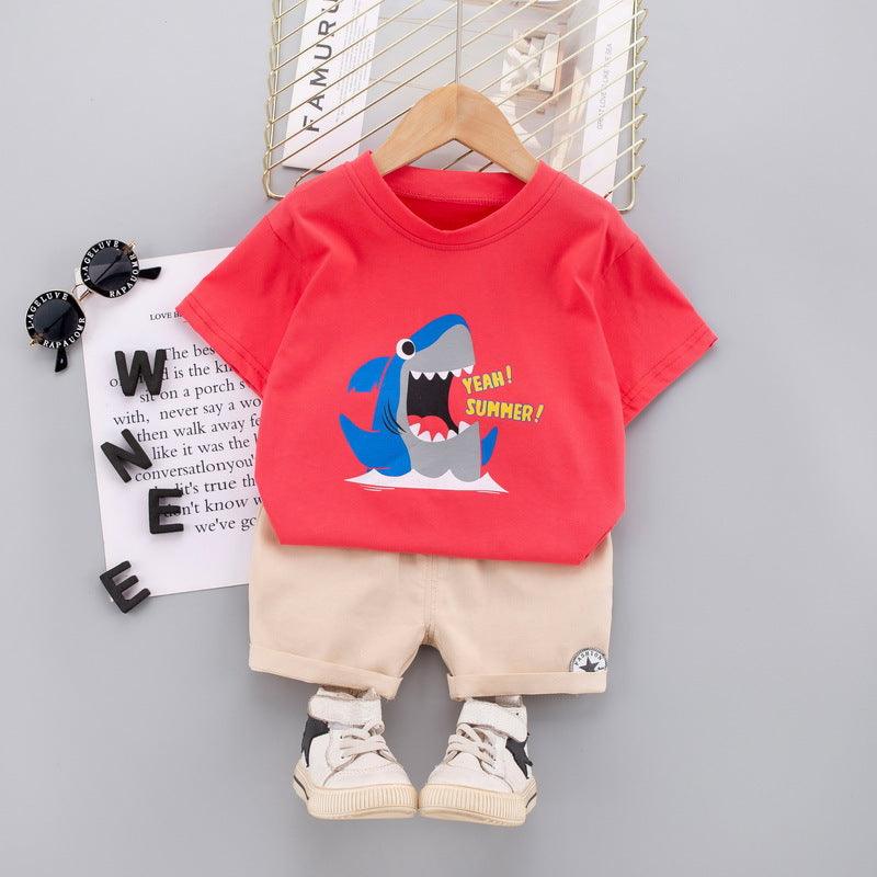 Baby Boy Shark Graphic T-Shirt And Shorts Baby Boy Shorts Set