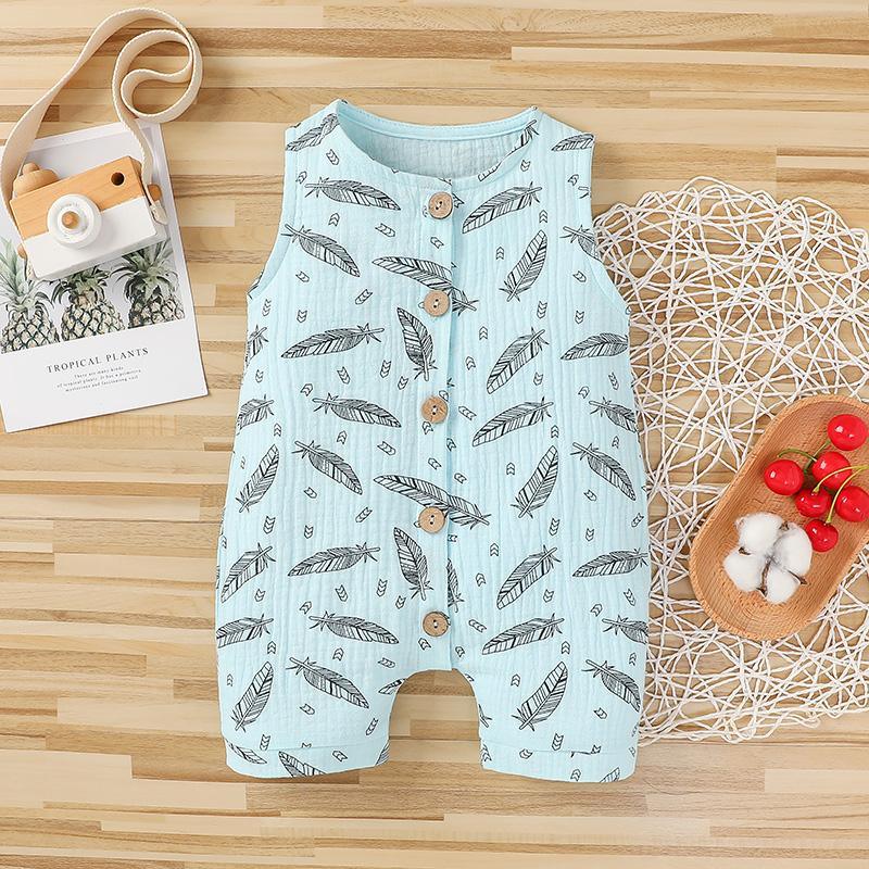 Baby Feather Print Multicolor Jumpsuit Children's Clothing