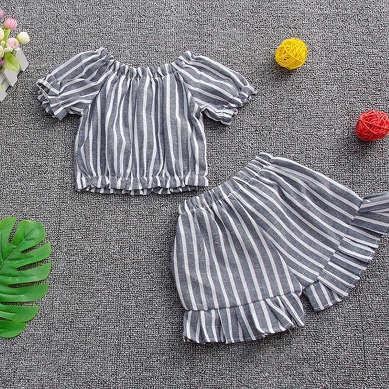 2-piece Stripes Pattern T-shirt & Shorts for Toddler Girl