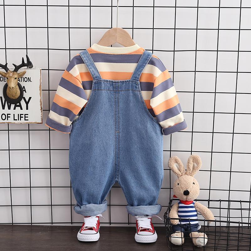 2-piece Striped Sweatshirts & Dungarees for Children Boy