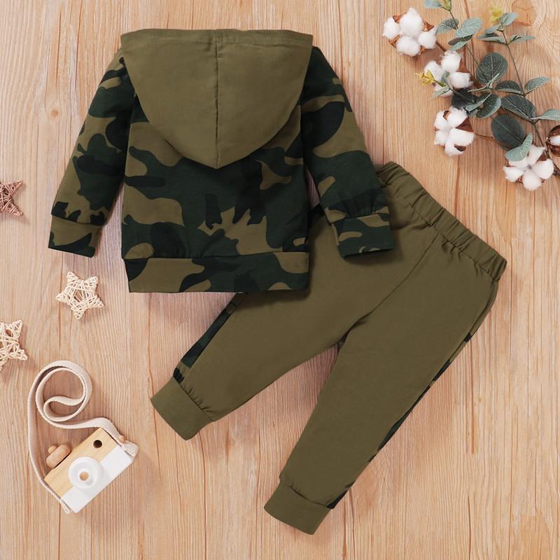 2-piece Letter Pattern Camouflage Hoodie & Pants for Baby Boy