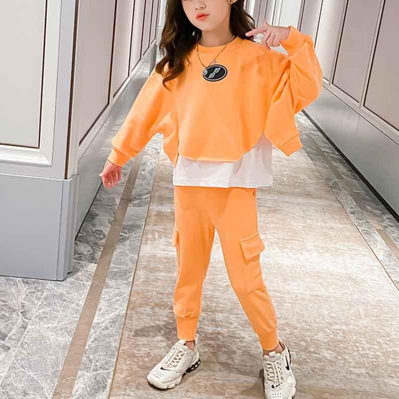 2-piece Color-block Sweatshirts & Pants for Girl