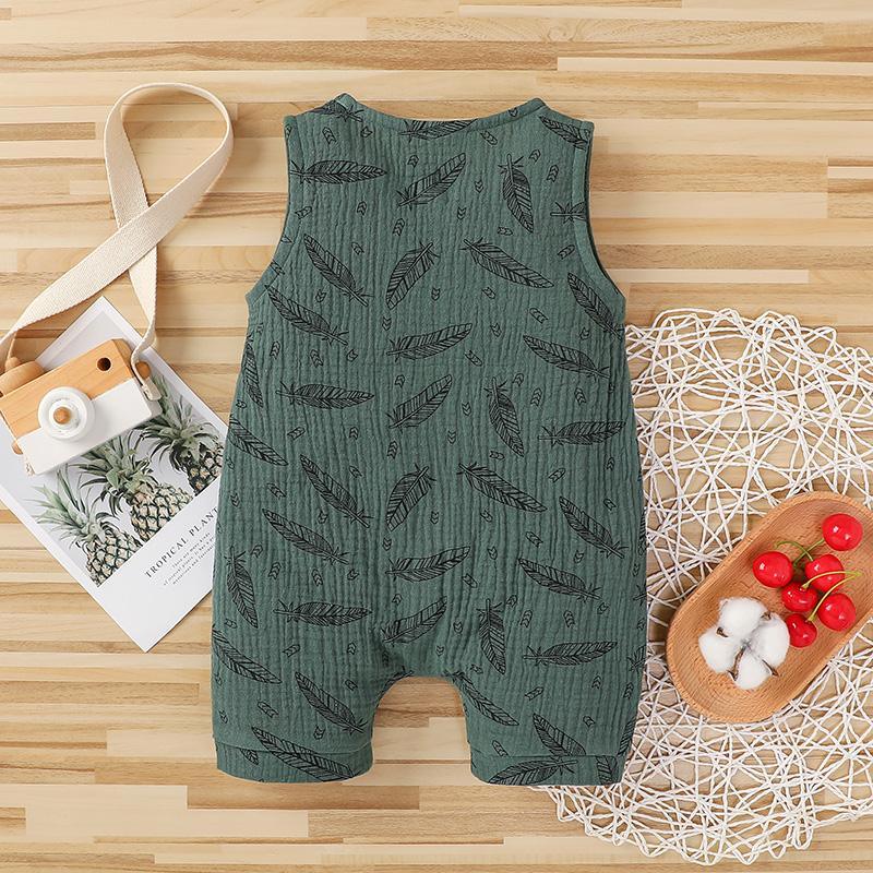 Baby Feather Print Multicolor Jumpsuit Children's Clothing