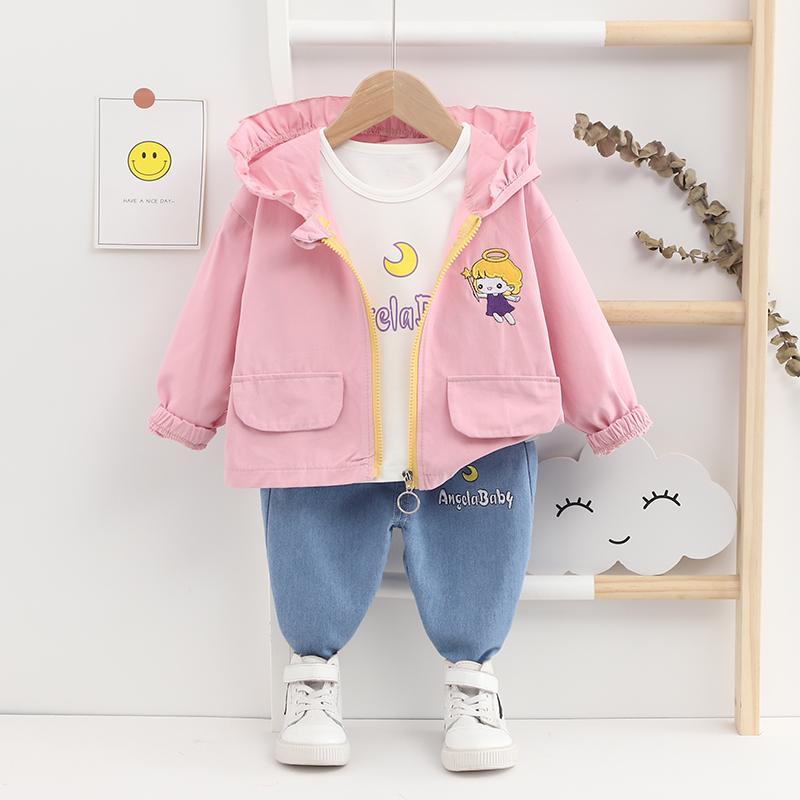 3-piece Hooded Coat & Long Sleeve T-shirt & Pants for Toddler Girl