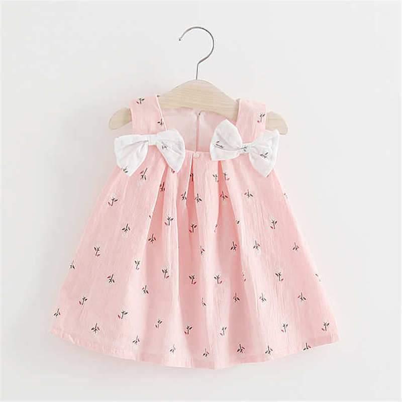 Baby Girl Bowknot Floral Print Dress