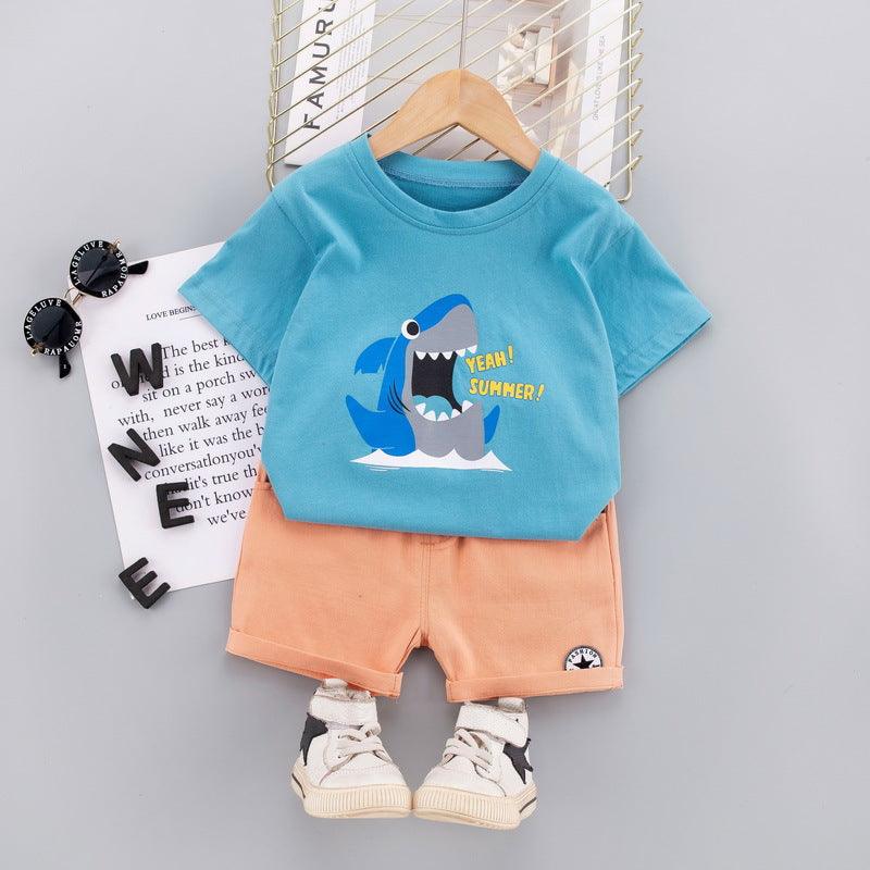 Baby Boy Shark Graphic T-Shirt And Shorts Baby Boy Shorts Set