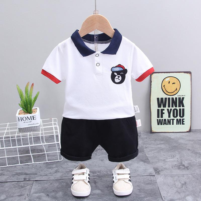 9months-4years Toddler Boy Sets Children's Clothing Solid Color Short-Sleeved Shorts Children Summer Two-Piece Set