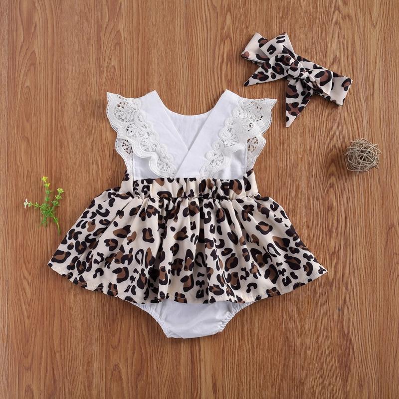 Baby Girl 2pcs Leopard Print Bodysuit & Headband