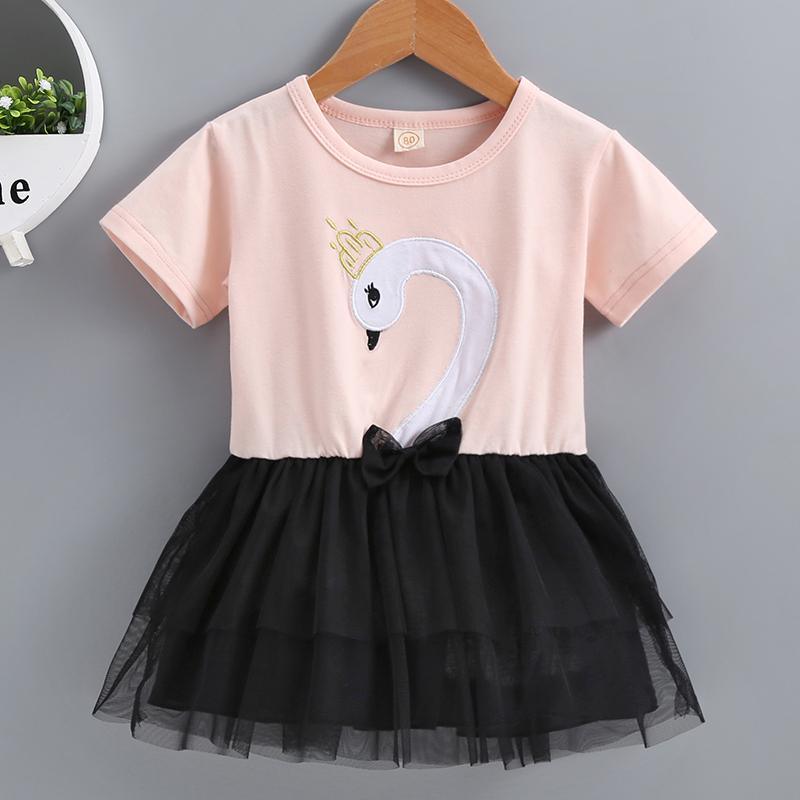 Baby Girl Cartoon Mesh Spliced Little Princess Dress