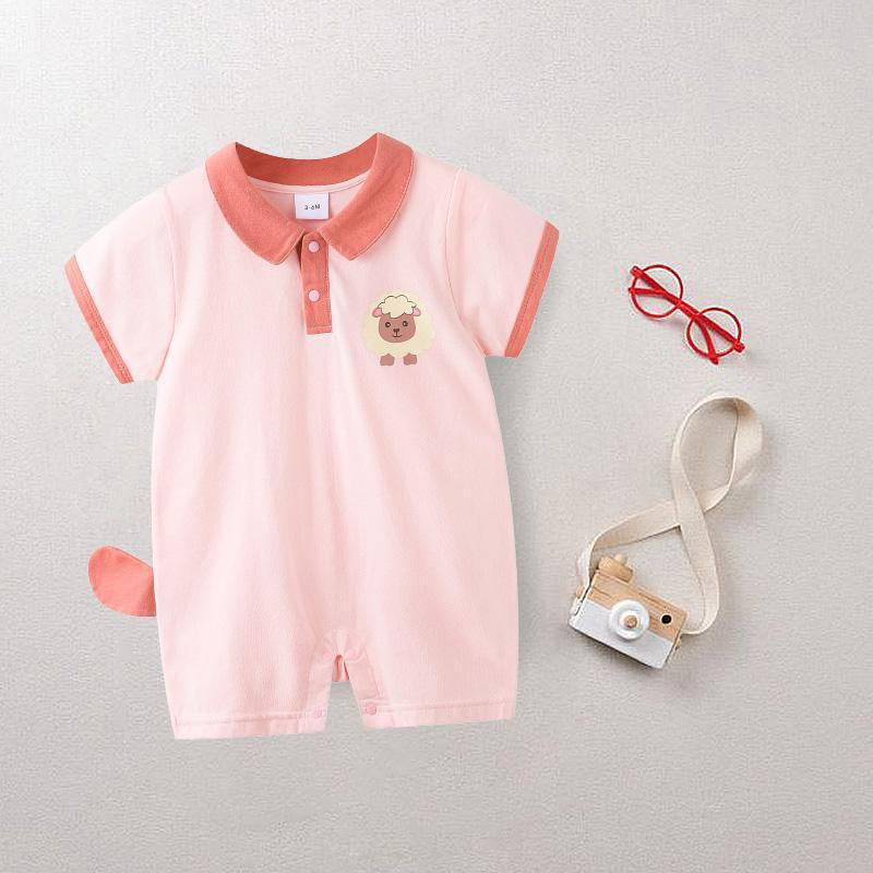 Baby Cartoon Sheep Pattern Lapel Bodysuit