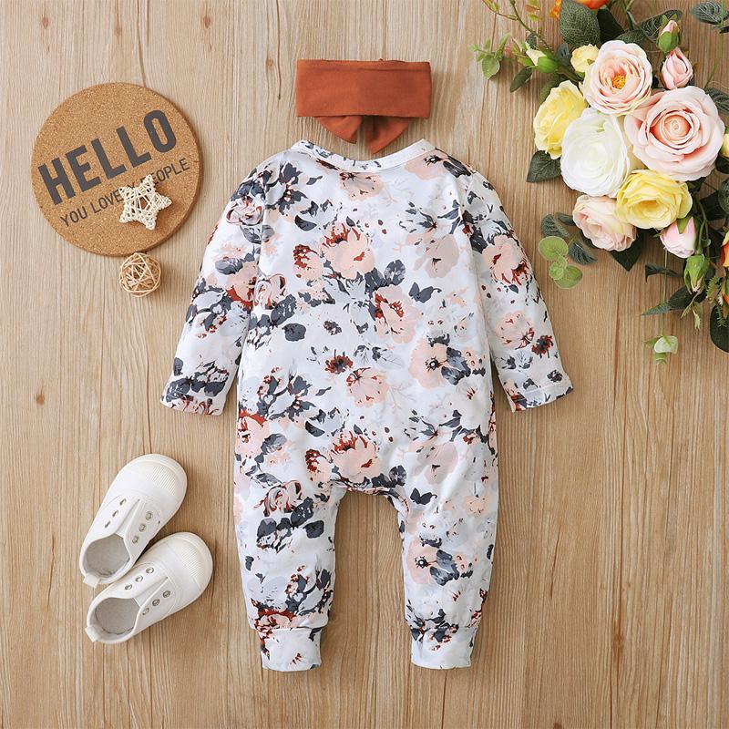 2-piece Floral Jumpsuit & Headband for Baby Girl