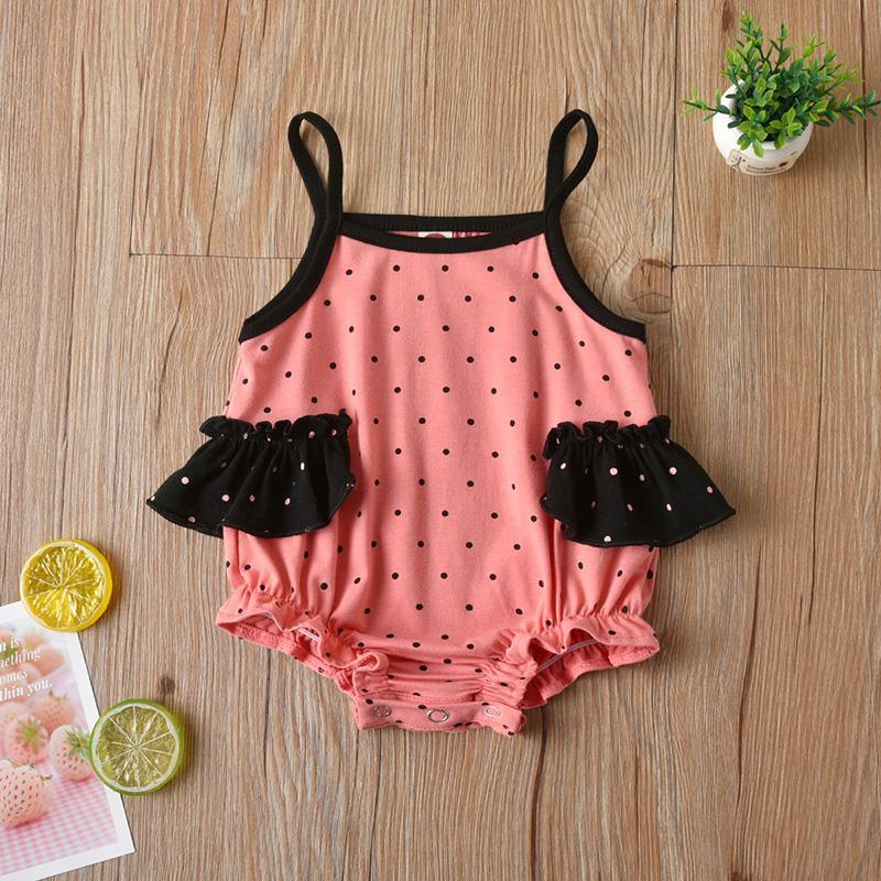 Baby Girl Polka Dot Ruffle Trim Cami Bodysuit