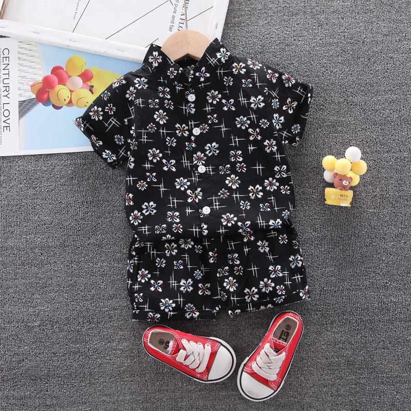 2-piece Floral Short Sleeve Shirt & Floral Shorts for Children Boy