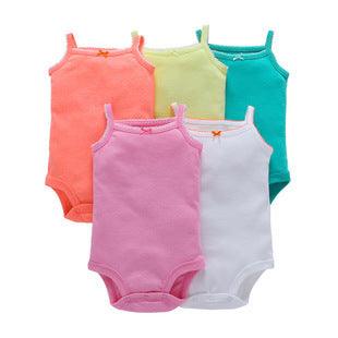 Baby Boys Girls Short Sleeve Mixed Color Triangle Jumpsuit Creeper Five Piece Suit