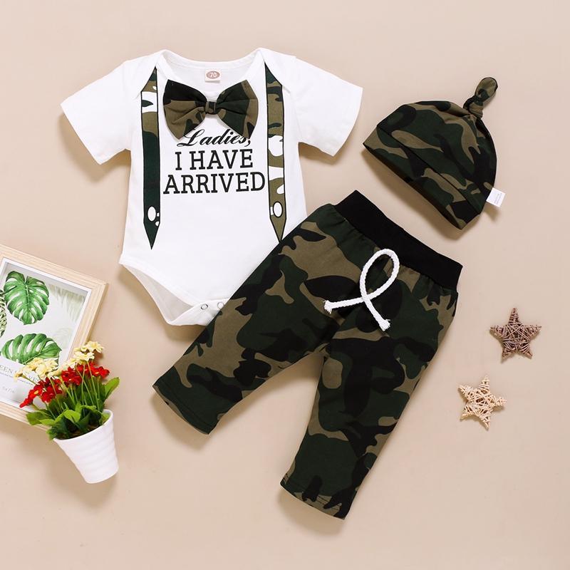 3-piece Letter Pattern Bodysuit & Pants & Hat for Baby Boy Wholesale children's clothing