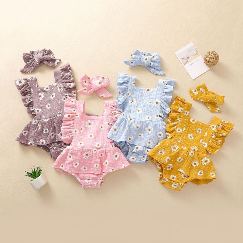 Baby Girl 2pcs Floral Pattern Bodysuit & Headhand