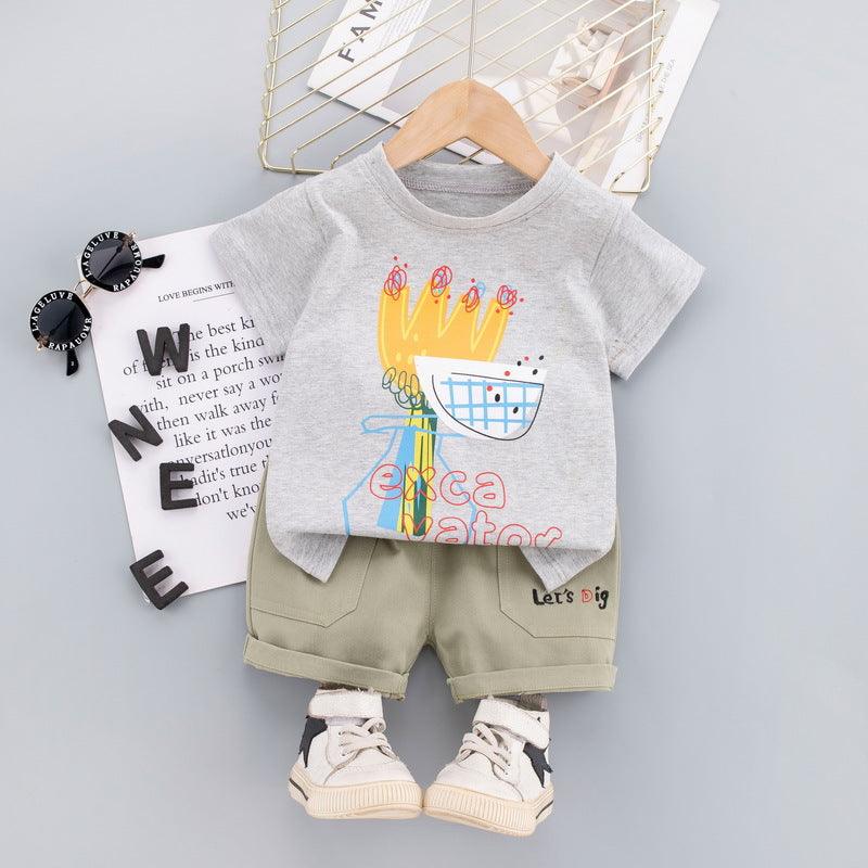 Baby Boy Lettering & Graffiti Print T-Shirt And Shorts Baby Boy Clothing Sets