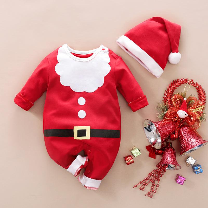 Baby Boys Girls Christmas Santa Claus Long Sleeve Jumpsuit