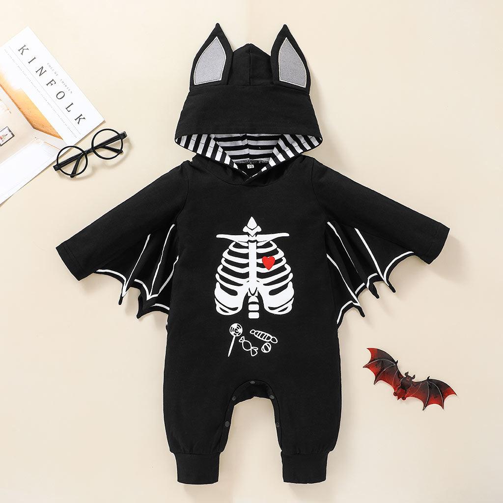 Baby Boys Cartoon Bat Heart Print Long Sleeve Halloween Jumpsuit Wholesale Baby Clothes Suppliers