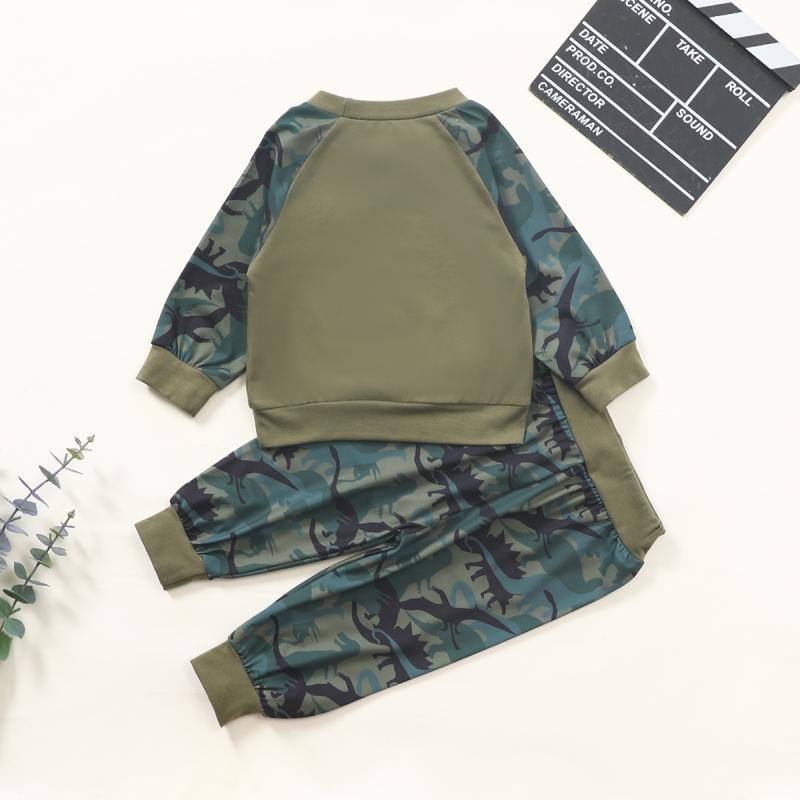 2-piece Dinosaur Pattern Sweatshirts & Pants for Baby Boy