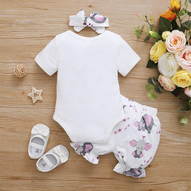 3-piece Romper & Headband & Shorts for Baby Girl