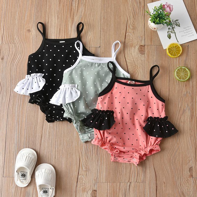 Baby Girl Polka Dot Ruffle Trim Cami Bodysuit