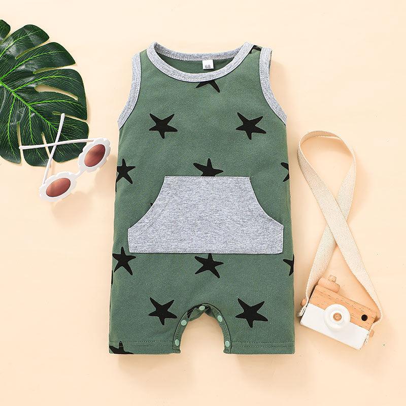 Baby Boy Sleeveless Star Print Bodysuit Baby Boy Romper Jumpsuit