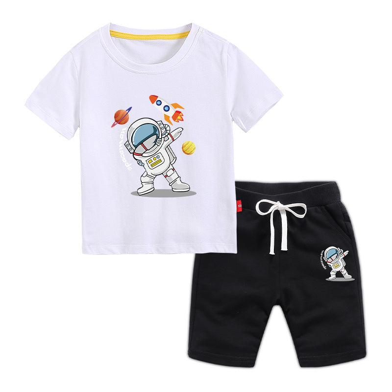 9M-12Y Short Sets For Boys Astronaut Short Sleeve Drawstring Kids Clothes Wholesale