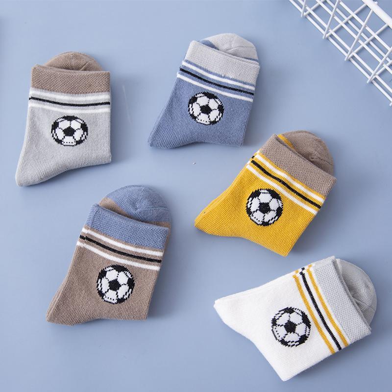 5-piece Football Pattern Breathable Socks