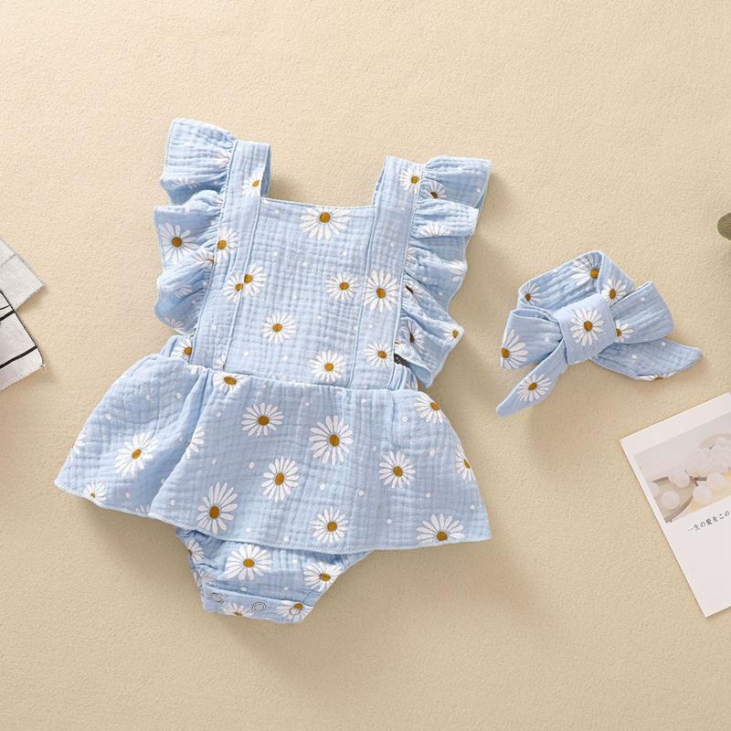 Baby Girl 2pcs Floral Pattern Bodysuit & Headhand