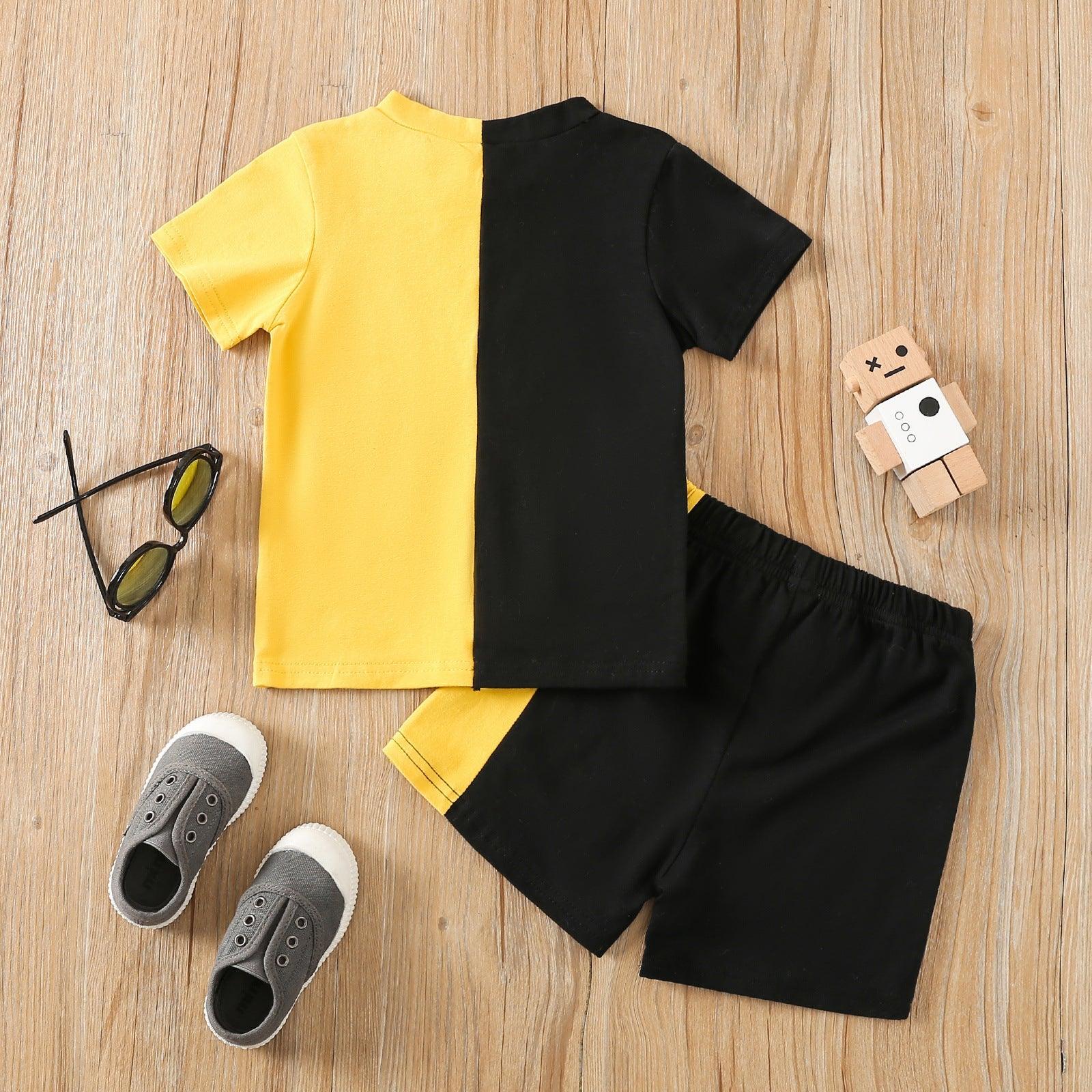 9M-4Y Toddler Boys Sets Letter Colorblock T-Shirts & Shorts Wholesale Boy Boutique Clothes