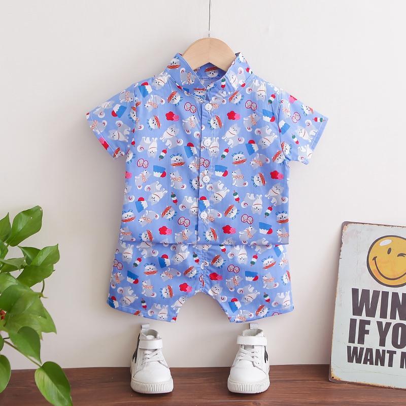 2-piece Cartoon Short Sleeve Shirt & Shorts for Children Boy