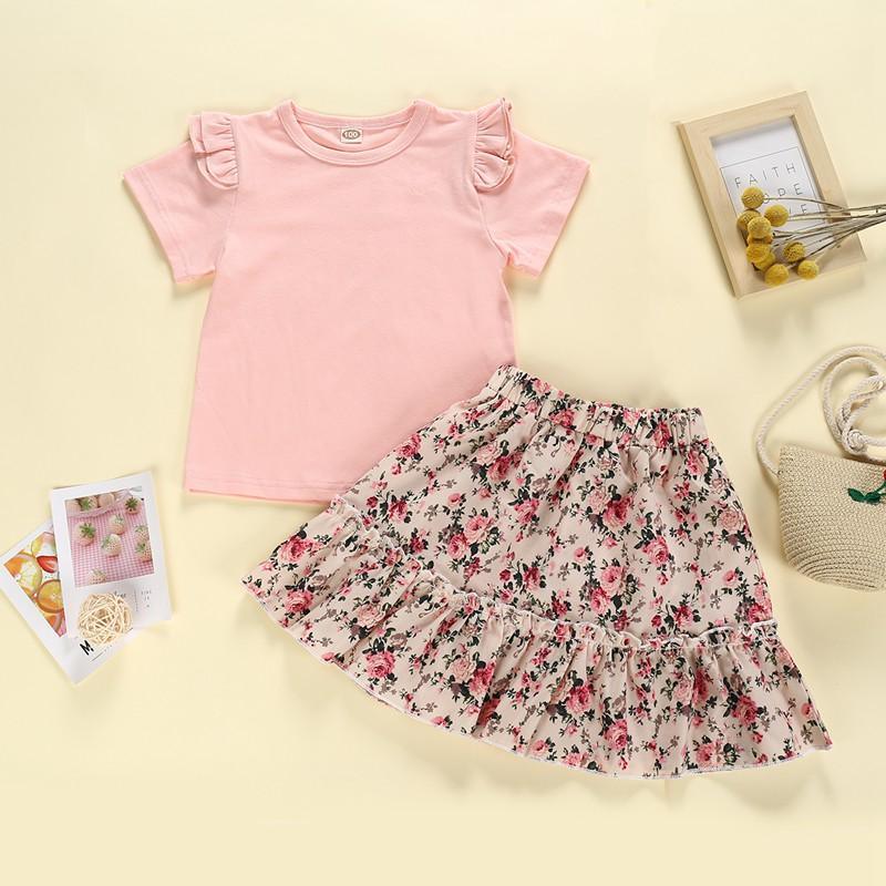 2-piece T-shirt & Floral Skirt for Toddler Girl