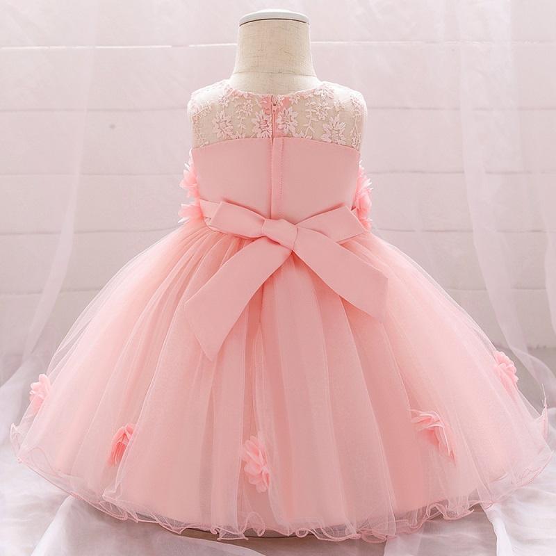 Baby Girl 3D Flower Decor Sleeveless Mesh Formal Dress