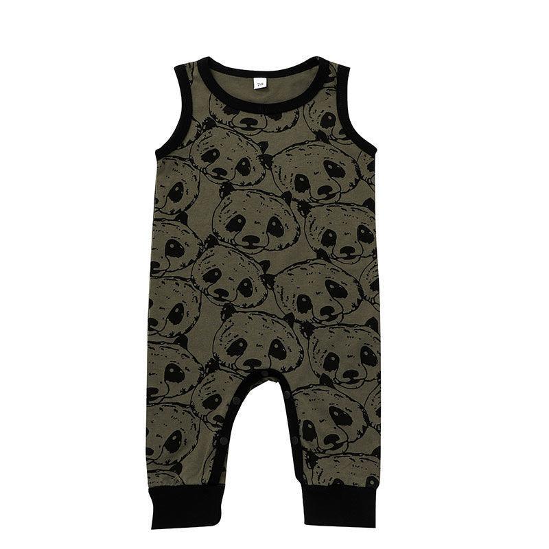 Baby Boy Sleeveless Panda Print Bodysuit Baby Boy Romper Jumpsuit