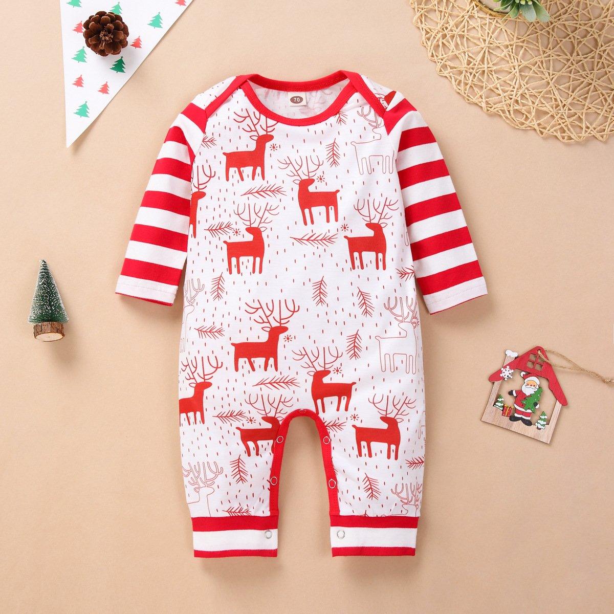 Baby Boys Christmas Deer Printed Romper Baby Clothing Wholesale