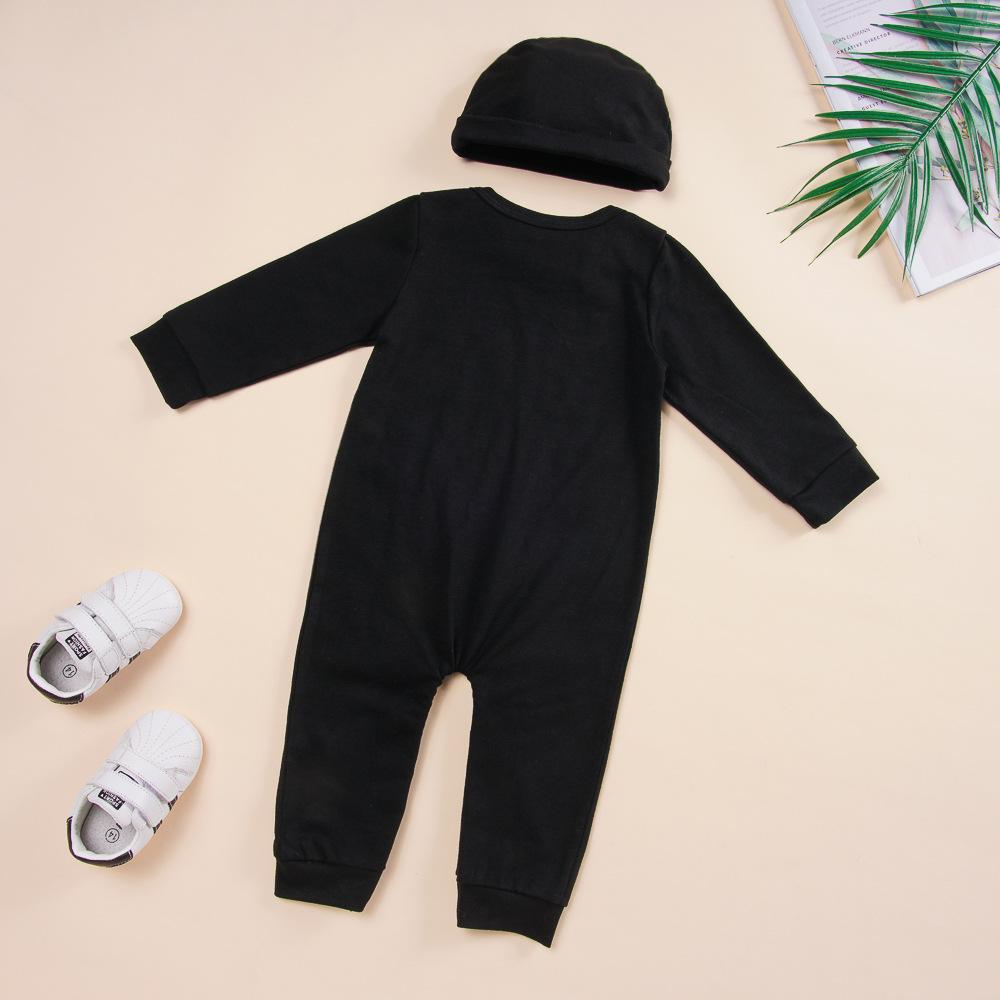 Baby Boys Long Sleeve Printed Bone Romper&Hat Wholesale Baby Rompers