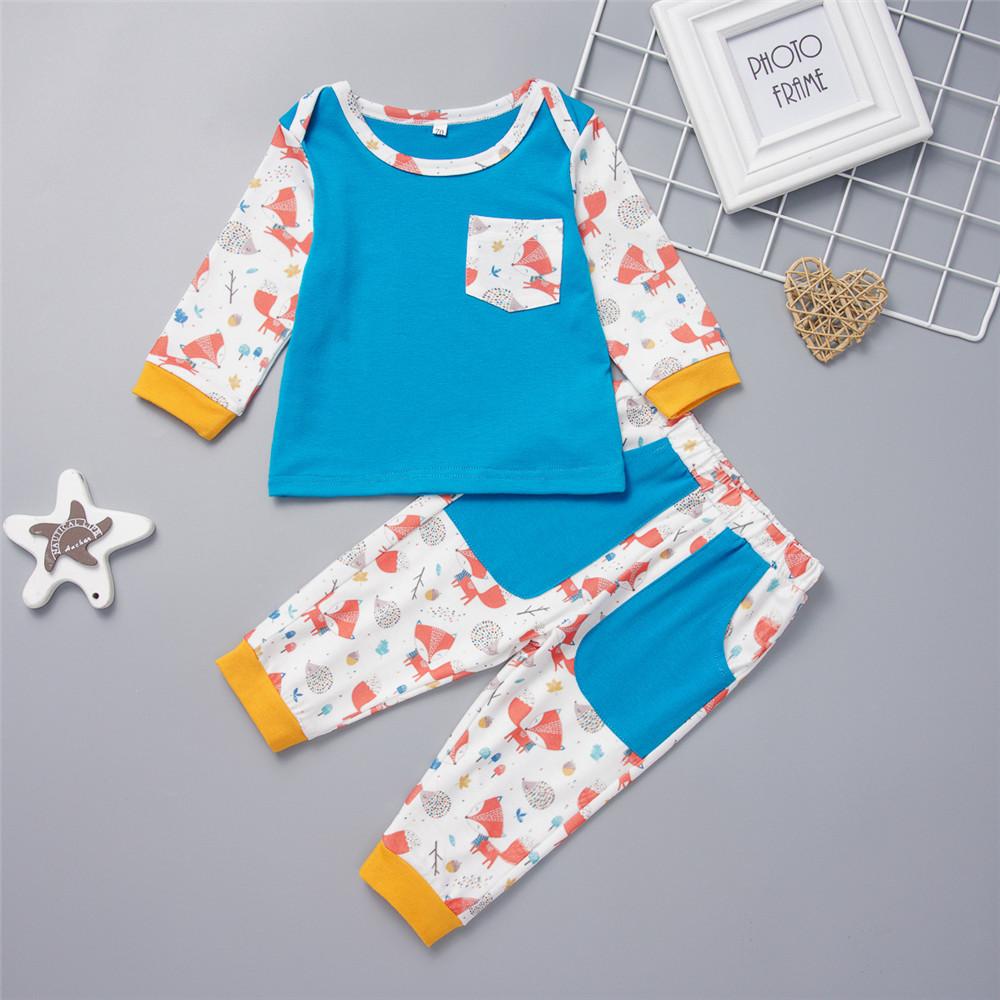 Baby Boys Long Sleeve Printed Fox Tops&Pants Baby Clothing In Bulk