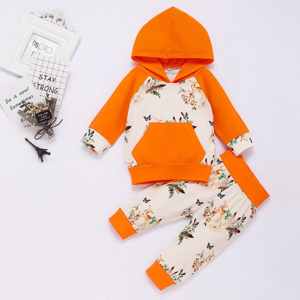 Baby Girls Foxes Printed Hooded Top & Pants Baby Clothes Suppliers