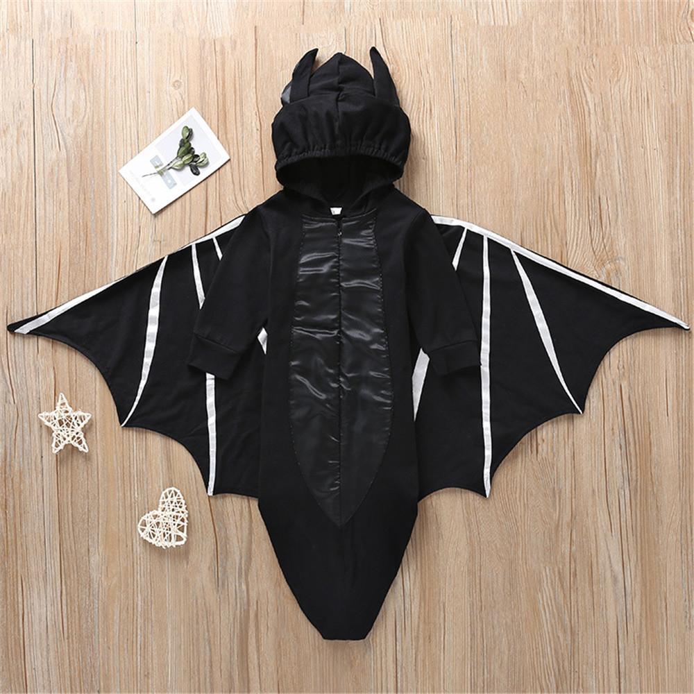 Baby Bat 3D Halloween Hooded Long Sleeve Zipepr Jumpsuit