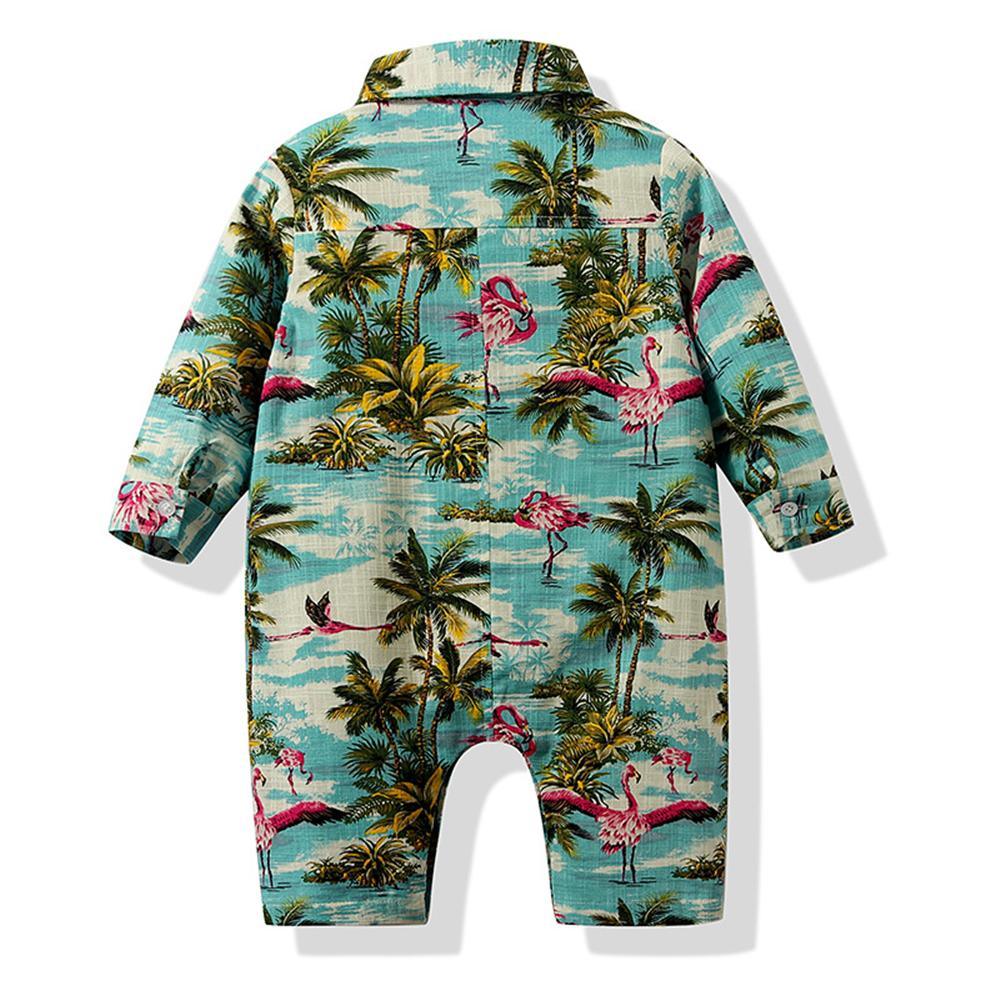 Baby Boys Beach Coconut Tree print Leisure Long Sleeve Romper Wholesale Baby Outfits