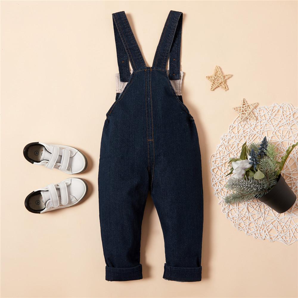 Baby Bear Cartoon Embellished Denim Overalls