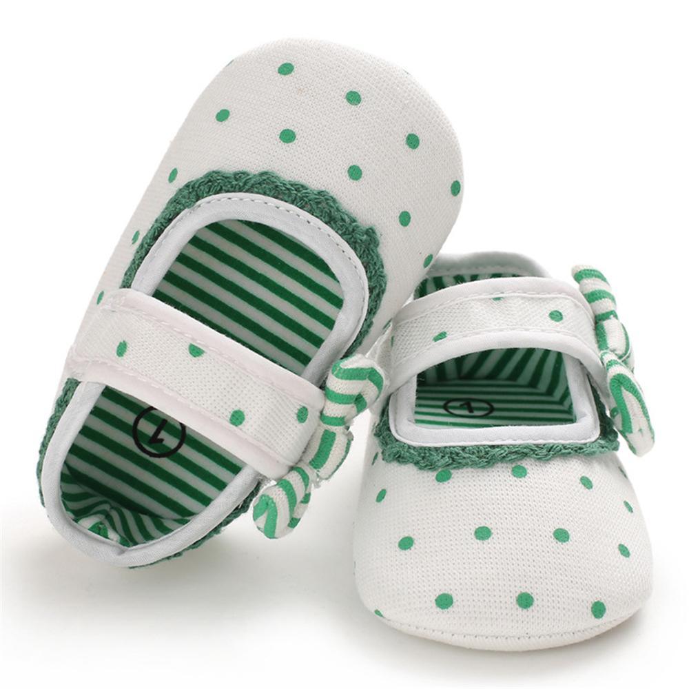 Baby Girls Bow Polka Dot Magic Tape Flat Toddler Wholesale Shoes