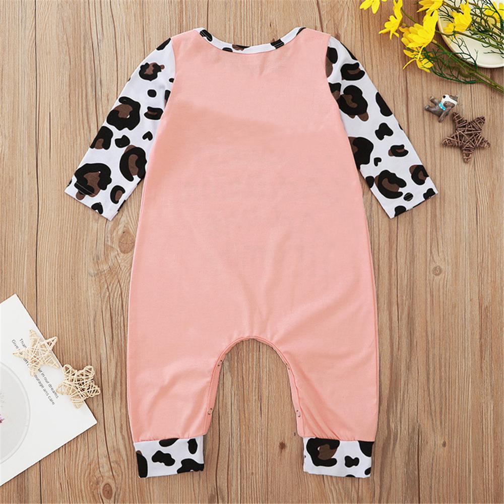 Baby Girls Bow Printed Leopard Long Sleeve Romper Wholesale Baby Rompers