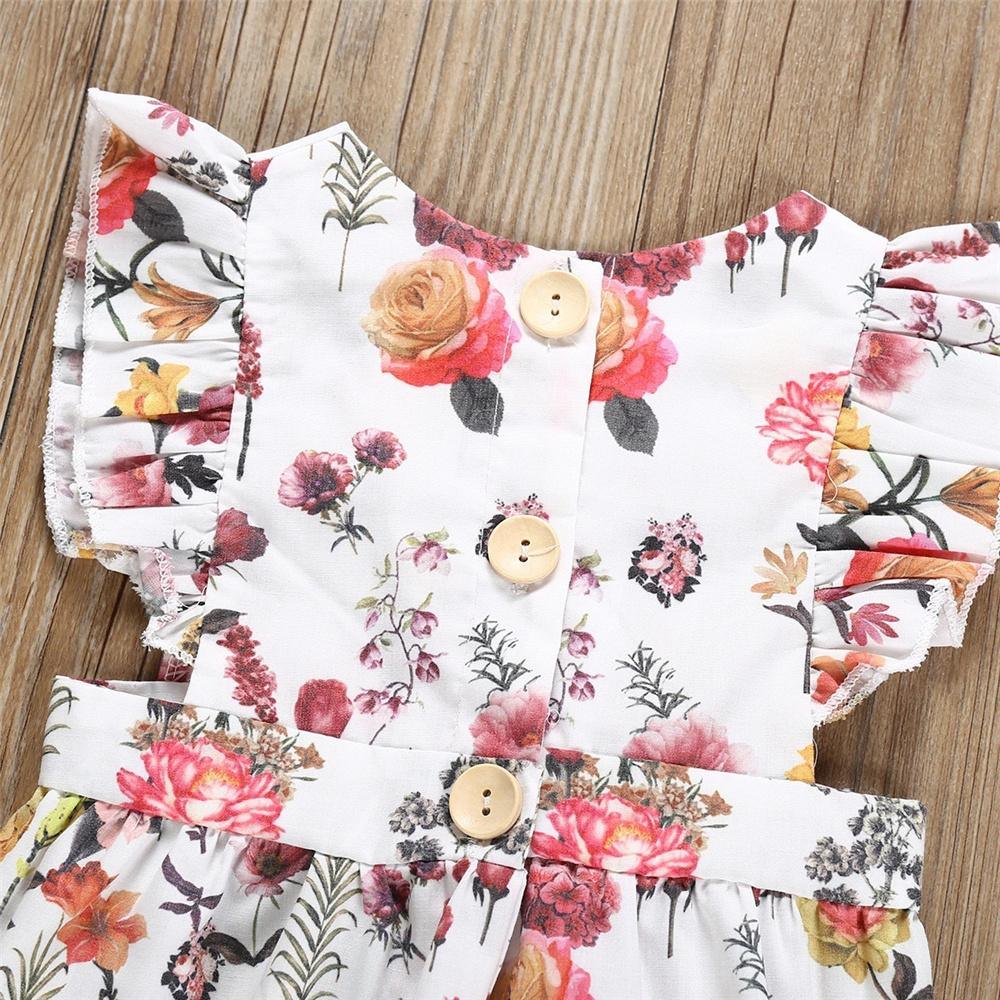 Baby Girls Button Floral Printed Flying Sleeve Romper boys boutique wholesale