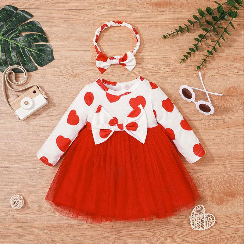 Baby Girl Mesh Polka Dot Bow Dress With Headband Baby Polka Dot Dress