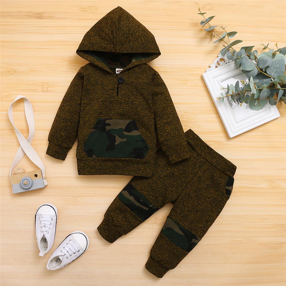 Baby Boys Camo Button Long Sleeve Hoode Top & Pants Buy Baby Clothes Wholesale