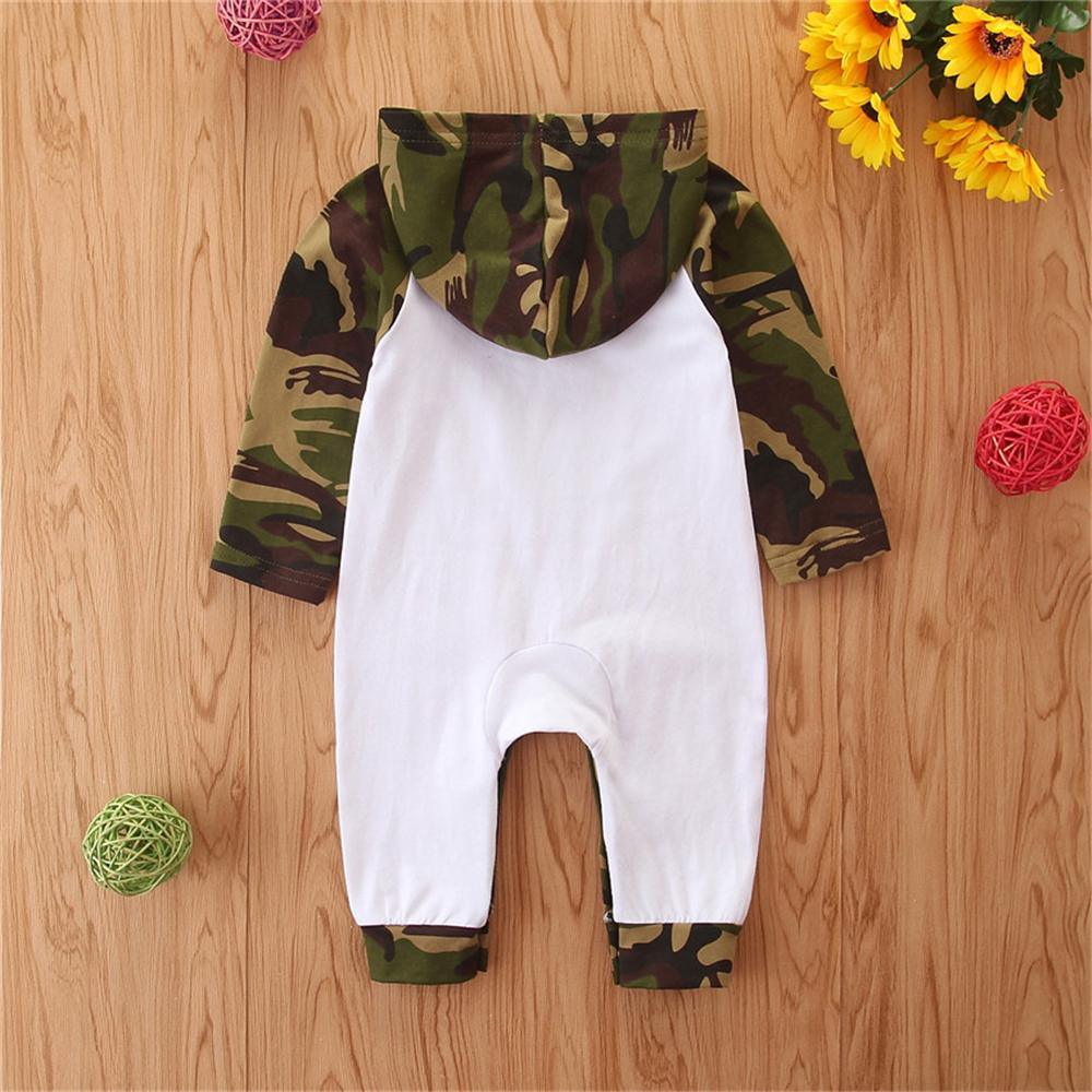 Baby Camo Letter Printed Hooded Romper Newborn Baby Clothes Wholesale